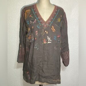 Johnny Was womens  Gia Graphite embroidered Blouse size XS